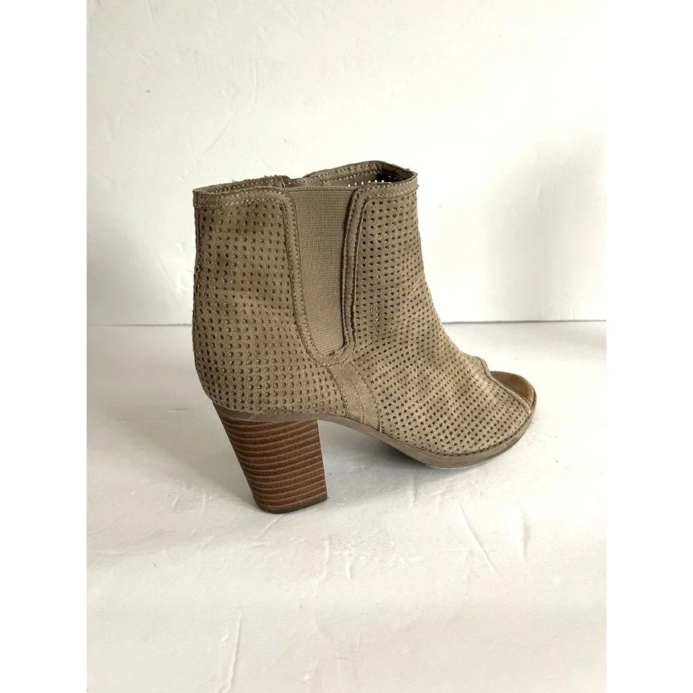 Boho Chic Open Toe‎ Bootie 7M Tan Desert Minimalist Festival